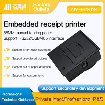 Embedded thermal printer with manual tearing paper
